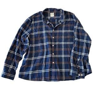 Dubinik Men's Plaid Flannel Shirt 4XL Navy Blue 100% Cotton Long Sleeve